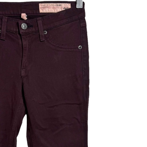 Rag and Bone Jean for Aritzia Mid Rise Skinny Leg Wine Brown Red Jegging 25 - Picture 7 of 15